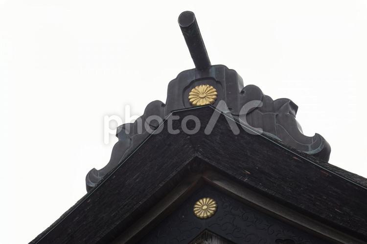 神社の屋根の菊紋 菊紋,屋根,神社の写真素材