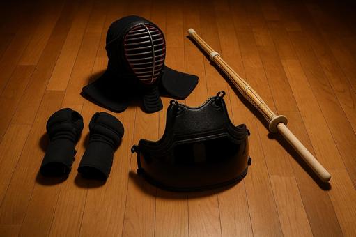 剣道防具と竹刀 剣道防具と竹刀の写真