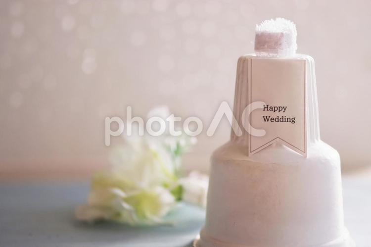 ウェディングケーキのミニチュア ウェディングケーキ,結婚式,披露宴の写真素材