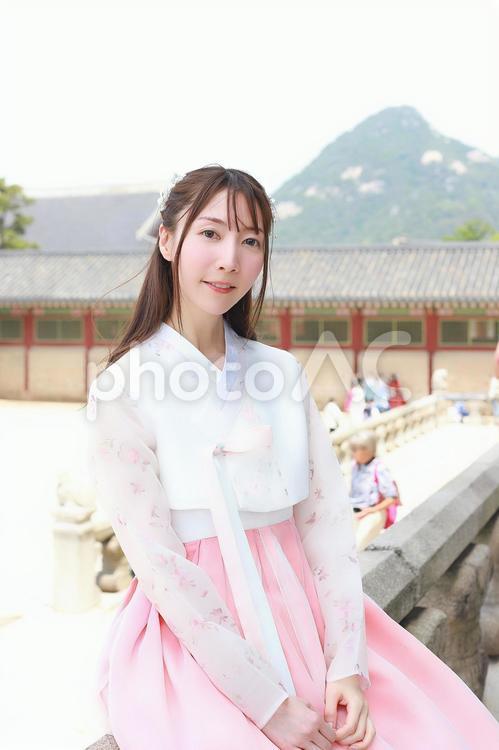 韓国旅行（景福宮）で韓服レンタル 韓国旅行,韓国,韓服の写真素材