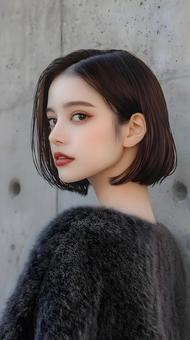 ショートヘアの女性の横顔の写真