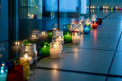 Fantastic candles lit at an outdoor event, JPG Fantastic candles lit at an outdoor event, JPG