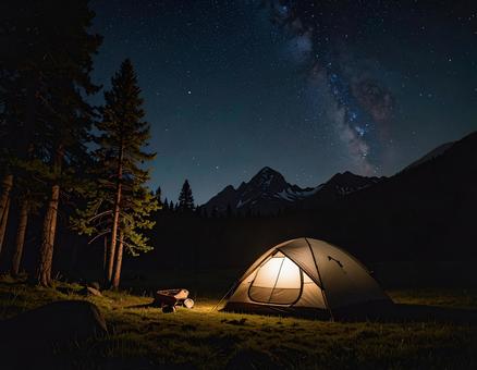 夜空とテント 夜空とテントの写真
