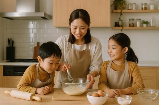 親子でお菓子作り 親子でお菓子作りの写真