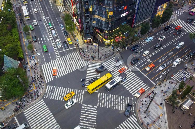 銀座　数寄屋橋交差点　2 数寄屋橋交差点,銀座,交差点の写真素材