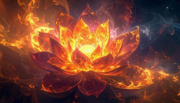 神聖な光を放つ燃える蓮 神聖な光を放つ燃える蓮の写真