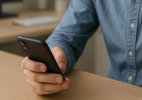 スマホを持つ男性 2 スマホを持つ男性 2の写真