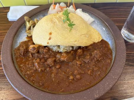 オムカレープレート オムカレープレート オムライス,カレー,カレーライスの写真素材