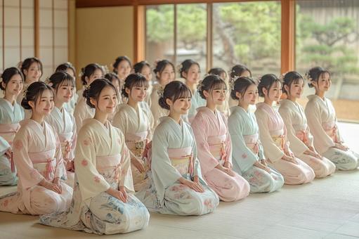 着物姿の女性たちのイメージ 着物姿の女性たちのイメージの写真