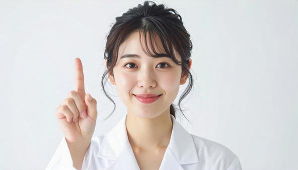 指をさす女医 指をさす女医の写真