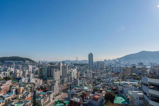 釜山郊外の街並み 韓国,釜山,アジアの写真素材