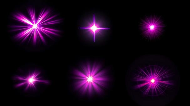 光のフレアエフェクト素材セット　紫 光,フレア,閃光の写真素材