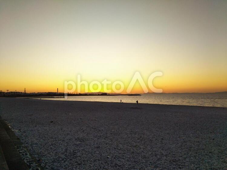 泉南マーブルビーチの夕陽　シリーズ　 日暮れ,浜,水域の写真素材