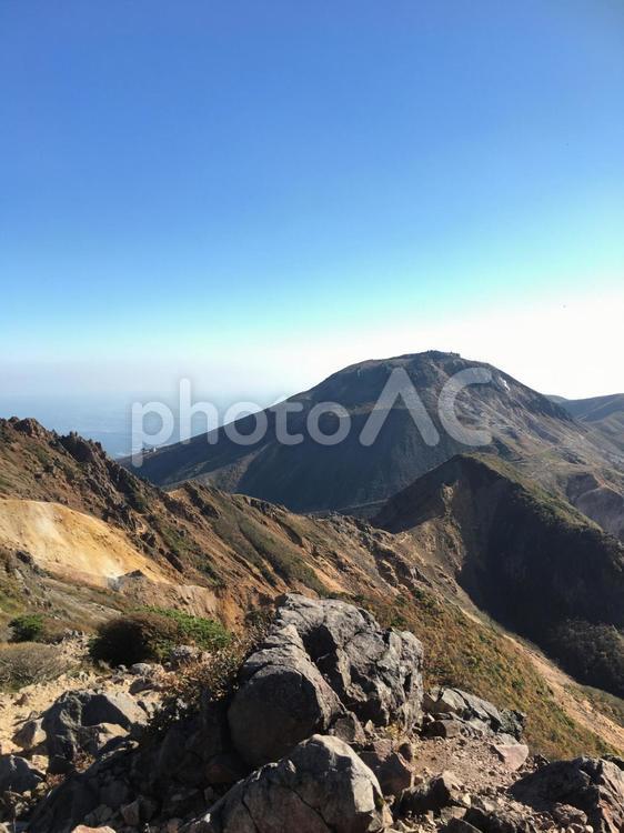 登山の風景 火山,風景,自然の写真素材
