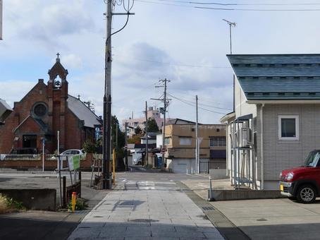 青森県弘前市の中心街 土手町 土手町,商店街,中心街の写真素材