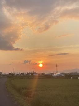 夏の夕日 夏の夕日の写真