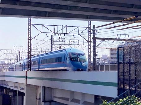 ロマンスカー ロマンスカー ロマンスカー,青いロマンスカー,mse60000形の写真素材