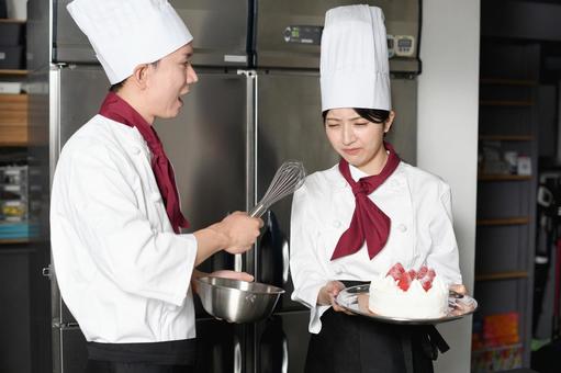 Photo, a pastry, cake making, failure, 