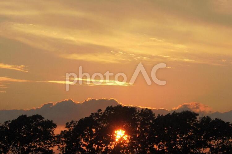 251　落日の北海道　 夕焼け,夕暮れ,落日の写真素材
