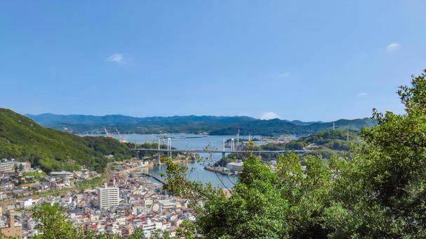 尾道　文学のこみちから見る新尾道大橋 新尾道大橋,文学のこみち,尾道市の写真素材