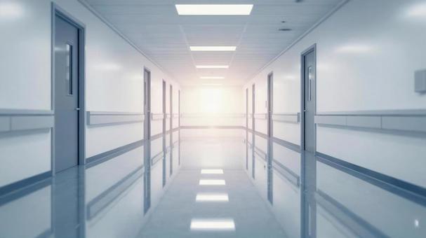 誰もいない清潔な病院の廊下の写真