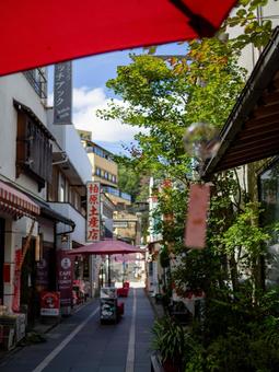 別所温泉の町並み 温泉街,別所温泉,町並みの写真素材