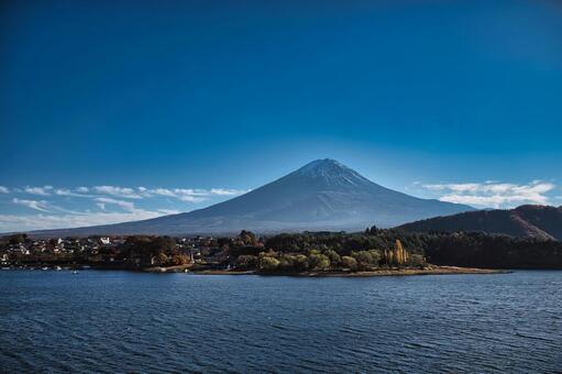 河口湖北岸からの富士山 空,富士山,風景の写真素材