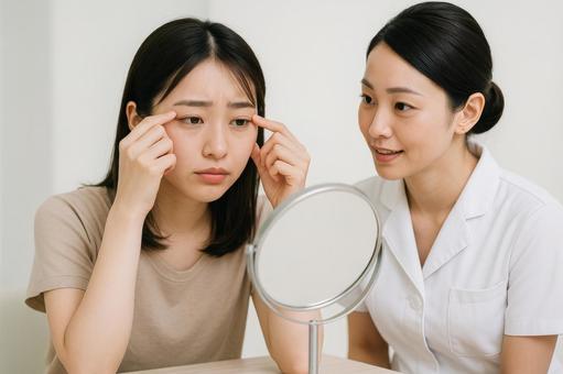 二重整形を検討する若い女性 二重整形を検討する若い女性の写真