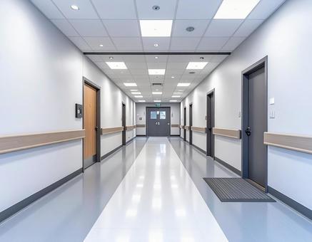バリアフリーの病院の廊下の写真