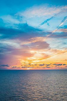 日本海　フェリーからの風景の写真