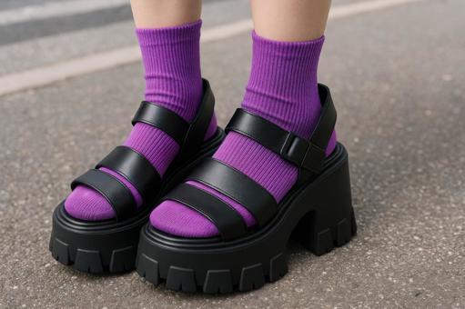 厚底サンダル足元 厚底サンダル足元の写真