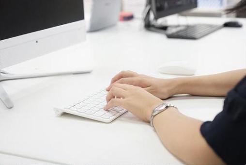 Woman typing, desk work, female, computer, JPG