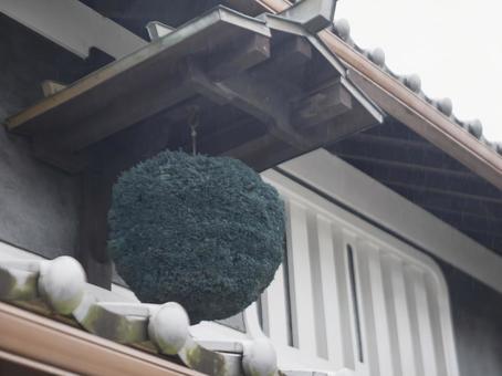 酒蔵の香り、杉玉の軒先 杉玉,酒林,酒蔵の写真素材