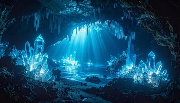 光に照らされた海底クリスタルの祭壇 光に照らされた海底クリスタルの祭壇の写真