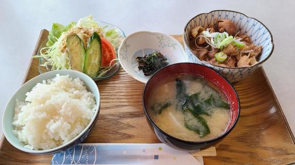 もつ煮込み定食セット もつ煮,もつ煮込み,和食の写真素材