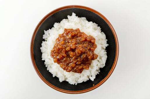もろみ味噌とご飯 もろみみそ,白ご飯,調味料の写真素材