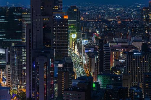 都市夜景 ステーションワン,淀屋橋,大阪の写真素材