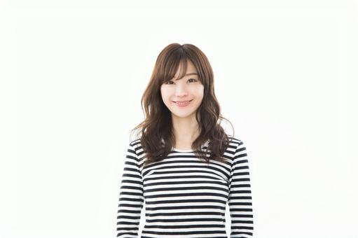 若い女性 ボーダー 若い女性 ボーダーの写真