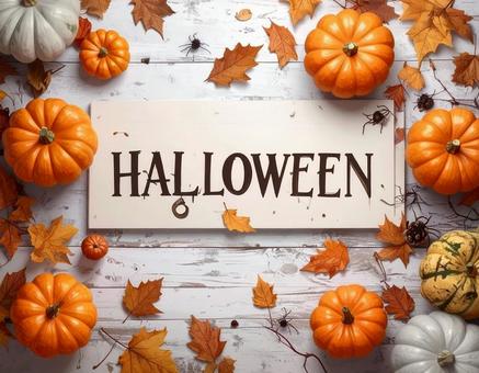 Halloweenの文字とカボチャの背景 Halloweenの文字とカボチャの背景の写真