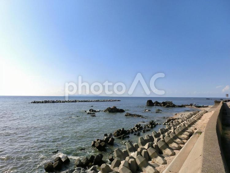 新潟県の海岸 海,空,佐渡の写真素材