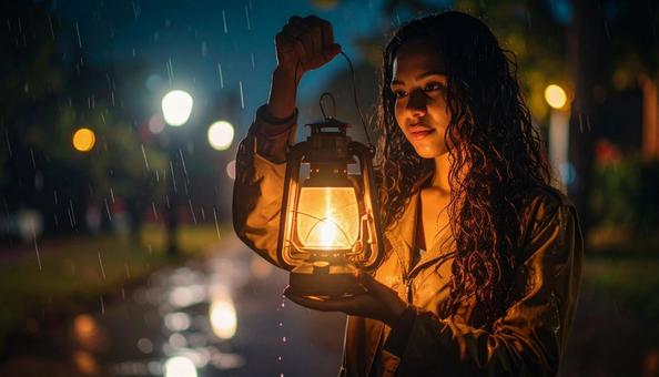 雨の夜、ランタンの光 雨の夜、ランタンの光の写真