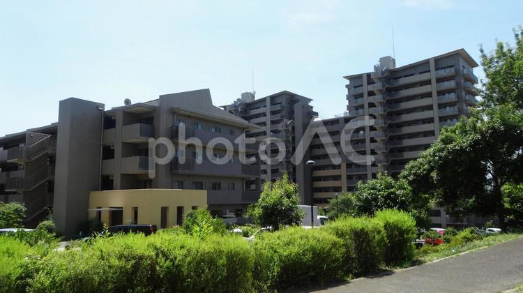 東京　稲城市の中低層マンション 中層,低層,マンションの写真素材