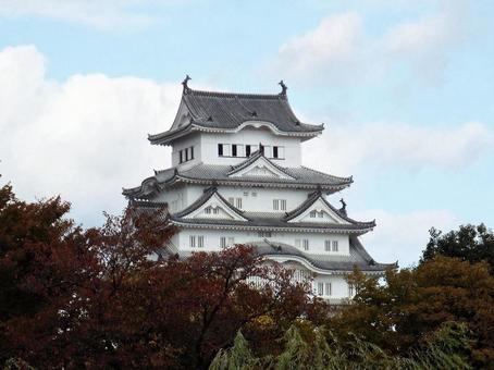 【風景写真】姫路城の風景 【風景写真】姫路城の風景 姫路城,天守閣,木造の写真素材