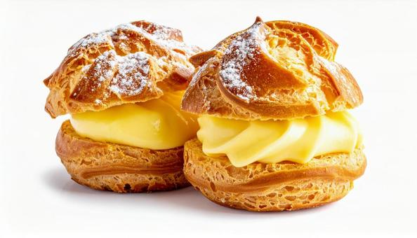 クリームたっぷりのシュークリーム クリームたっぷりのシュークリームの写真