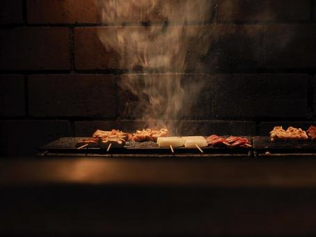 Photo of a grill at a yakitori restaurant, JPG Photo of a grill at a yakitori restaurant, JPG