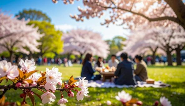 桜の下でピクニック 桜の下でピクニックの写真