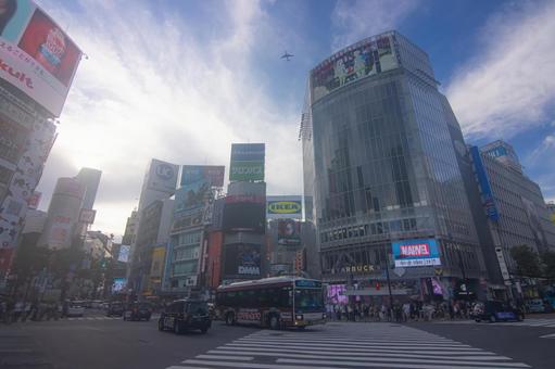 Photo, shibuya, airplane, scramble, 