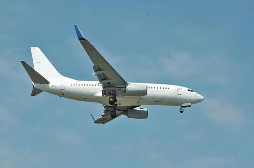 飛行機　ボーイング737　白 旅客機,航空機,エンジンの写真素材