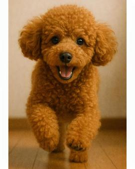 走り出す犬|トイプードル|屋内 走り出す犬|トイプードル|屋内の写真
