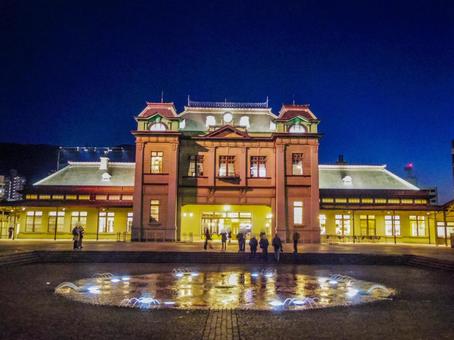 【福岡県】北九州市・門司港駅 門司港駅,夜,夜景の写真素材